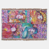 COUVERTURE MASQUES DE CARNAVAL BLEU, ROUGE, JAUNE AVEC CONFET (Devant)