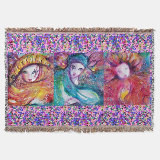 COUVERTURE MASQUES DE CARNAVAL BLEU, ROUGE, JAUNE AVEC CONFET (Devant)