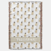 Couverture Mastiff personnalisé rose et blanc (devant Vertical)