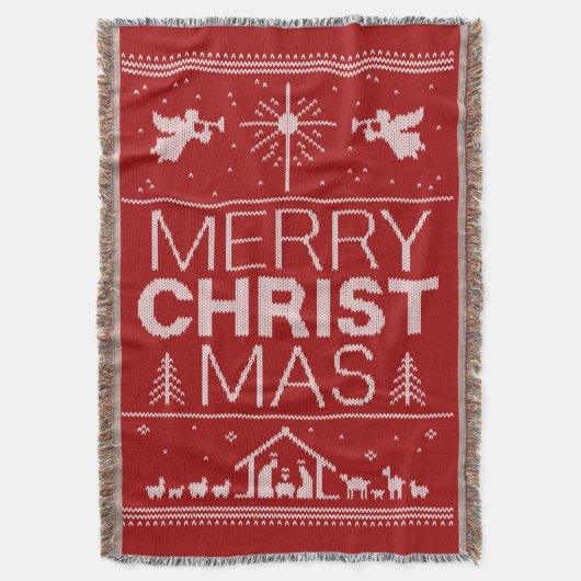 Couverture Mauvais Joyeux CHRISTmas Sweater Religieux Rouge B (devant Vertical)