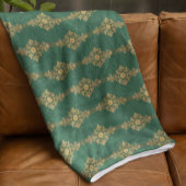 Couverture Médaillon doré vert forêt Classique frangé 
