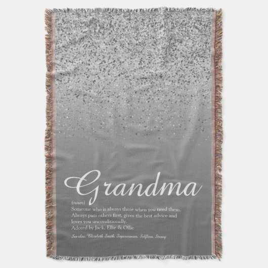 Couverture Meilleure Grand-mère Définition Paillettes Argenté (devant Vertical)