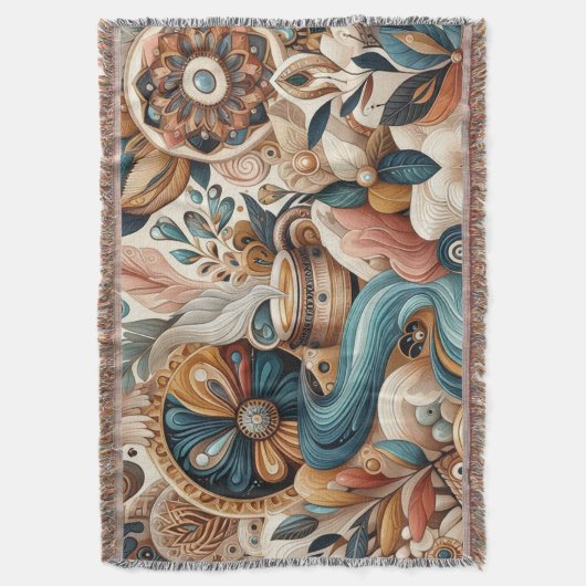 Couverture Mélange bohème de fleurs turquoises, magenta, viol (devant Vertical)