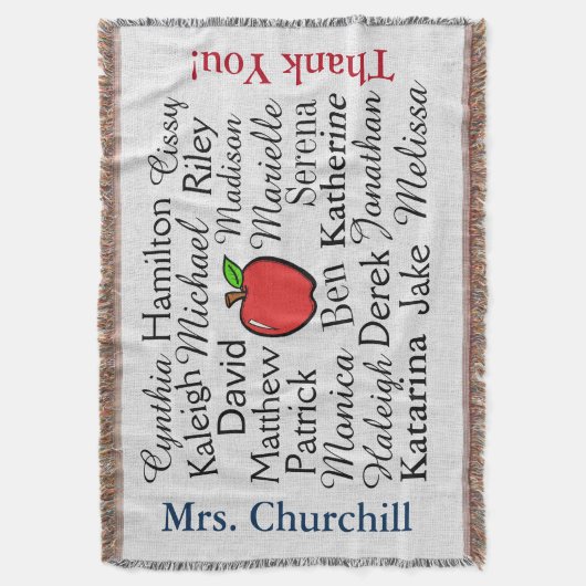 Couverture Merci de l'enseignant customisé Jeter la couvertur (devant Vertical)