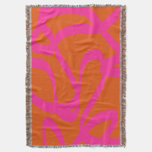 Couverture Mi-Siècle Abstrait Moderne Lignes Orange Et Rose (devant Vertical)