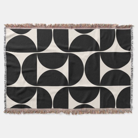 Couverture Mi-Siècle Moderne Motif Vintage Noir Et Blanc (Devant)