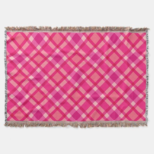 Couverture Mi-siècle moderne Plaid, Fuchsia rose & Coral Roug (Devant)