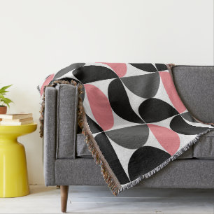 Couverture Mi-siècle moderne rose noir et blanc