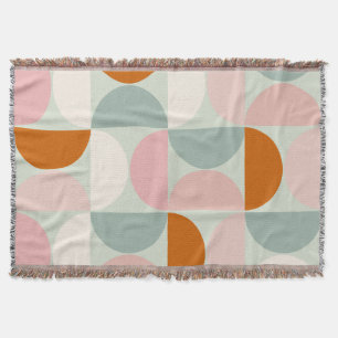 Couverture Mi-siècle moderne Sage Vert Blush Orange Motif