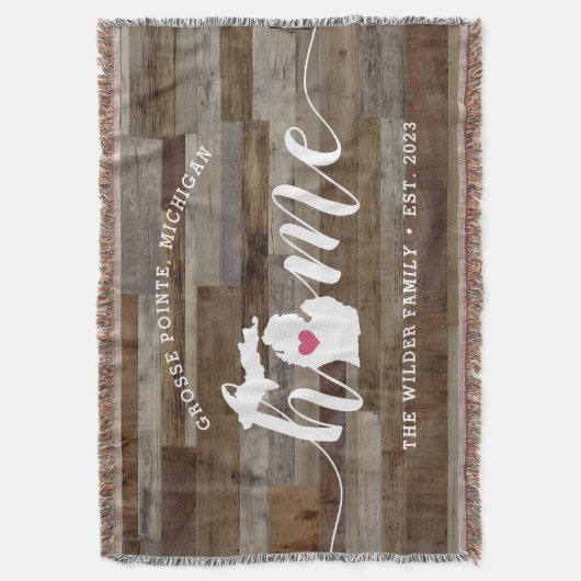 Couverture Michigan État d'origine Personnalisé Aspect Bois R (devant Vertical)