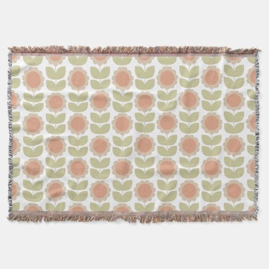 Couverture Mid-Century Pastel Pink Retro Floral Pattern (Devant)