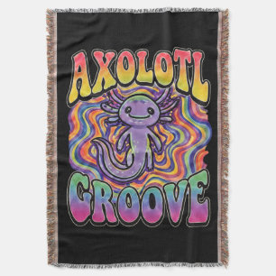 Couverture Mignon Axolotl Hippie Groovy Art Rétro 70s Arc-en-
