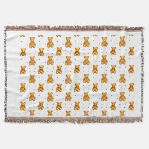 Couverture Mignon motif ourson et coeurs sans couture