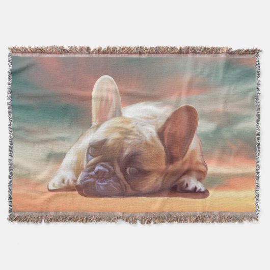 Couverture Mignonne French Bulldog Eau Couleur Art Peinture (Devant)