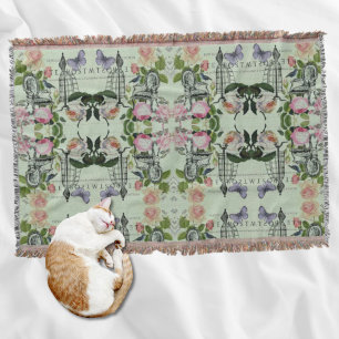 Couverture minder vintage french rose butterfly paris