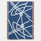 Couverture Minimalisme Art Abstrait Blanc Lignes Bleues Blanc (devant Vertical)