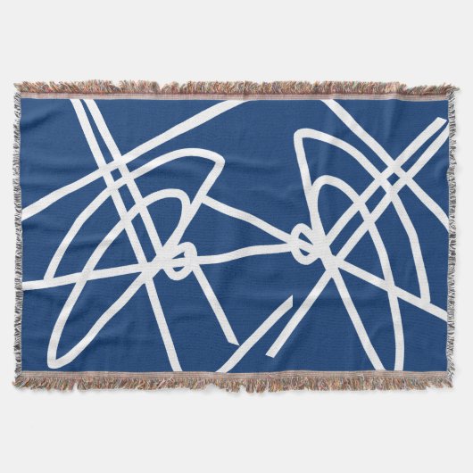 Couverture Minimalisme Art Abstrait Blanc Lignes Bleues Blanc (Devant)