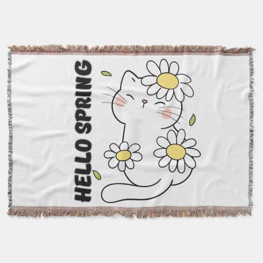 Couverture Minimalist Aesthetic Hello Spring Cat & Daisy  (Devant)