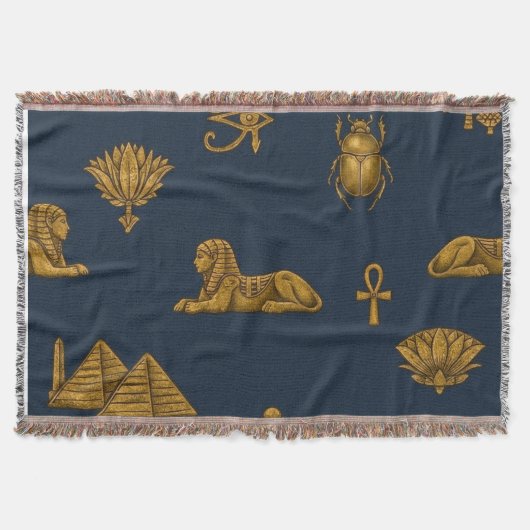 Couverture Minimalist Navy & Antique Gold Egyptian Pattern (Devant)