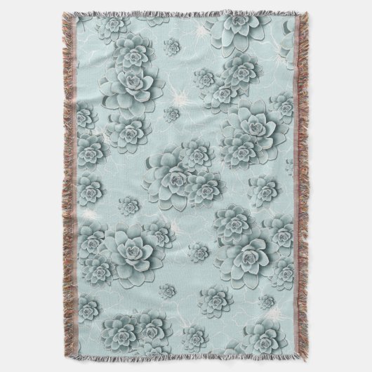 Couverture Mint Blue Succulents sur motif simple Répéter (devant Vertical)