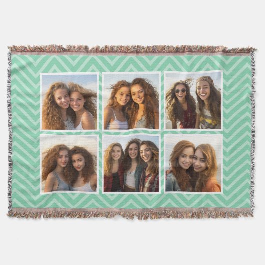 Couverture Mint Chevron Motif Pastel Trendy 6 Photo Collage (Devant)