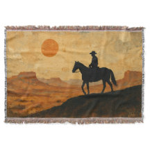 Mixed Media Lone Rider Throw Blanket - Textured 