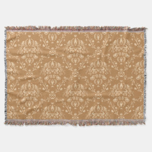 Couverture Mocha Latte Brown Damask