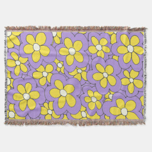 Couverture Modèle de fleurs mauve et jaune dessiné à la main