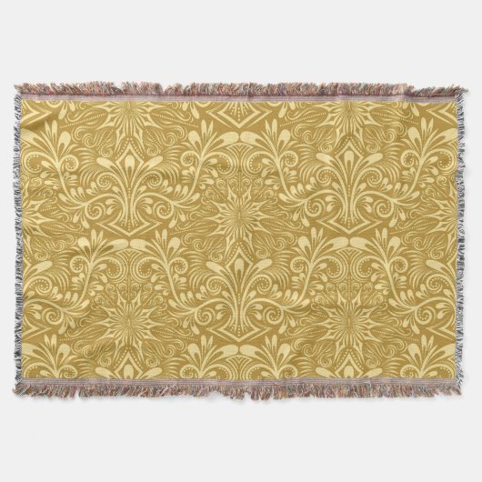 Couverture Modèle Floral Baroque Damas d'or (Devant)