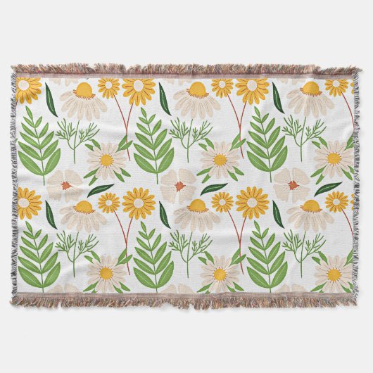 Couverture Modèle floral jaune or et blanc ivoire (Devant)