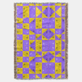 Couverture Modèle floral moderne violet & doré Checkerboard (devant Vertical)