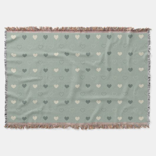 Couverture Modèle sans couture de grille de cœur vert assourd (Devant)