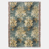 Couverture Modèle Turquoise et Doré Damas (devant Vertical)