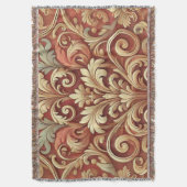 Couverture Modèle vintage rouge et or Damask (devant Vertical)