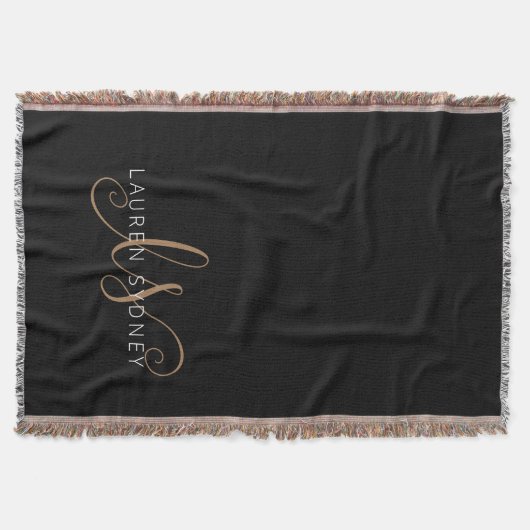Couverture Modern Black Gold Feminine Script Monogrammed (Devant)
