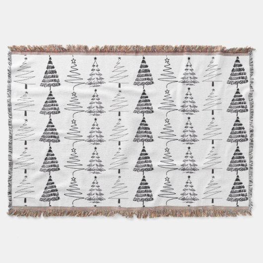 Couverture Modern Minimalist Christmas Trees Doodles (Devant)