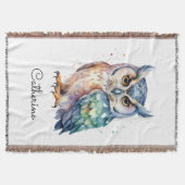 Couverture Modern Watercolor Horned Owl Personalized (Devant)