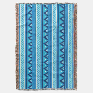 Couverture Moderne Sud-Ouest Géométrique, Bleu & Turquoise