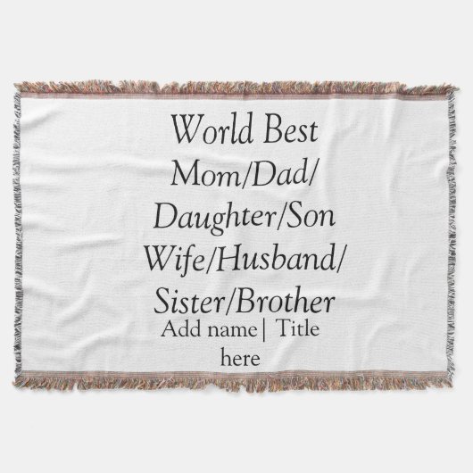 Couverture Monde meilleur maman mari femme papa fille fils (Devant)