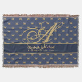 Couverture Mongram Navy Blue Gold Crown King Queen NEWLYWEDS (Devant)