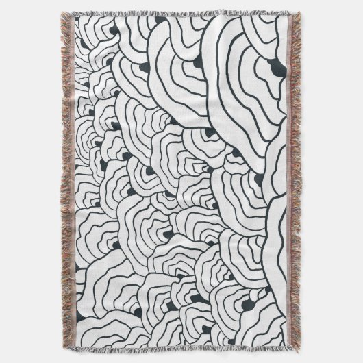 Couverture Monochrome Wave Pattern,  Modern Abstract Line Art (devant Vertical)