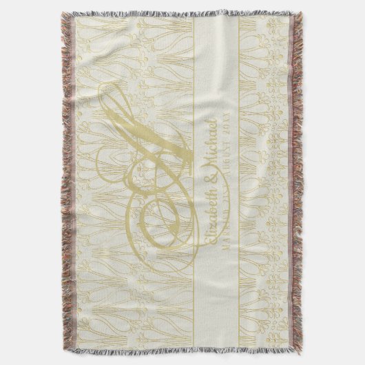 Couverture Monogram Gold ArtDeco Newlyweds Mariage Élégant (devant Vertical)