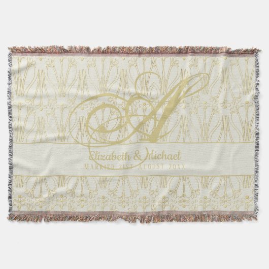 Couverture Monogram Gold ArtDeco Newlyweds Mariage Élégant (Devant)