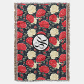 Couverture Monogramme à motif Rose rouge et crème (devant Vertical)