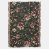 Couverture Monogramme Baroque Violet foncé Motif Floral (devant Vertical)