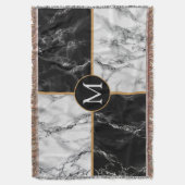 Couverture Monogramme Blanche blanche noire Marbre blanc (devant Vertical)