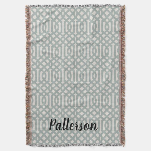 Couverture Monogramme bleu Trellis | Ferme moderne (devant Vertical)