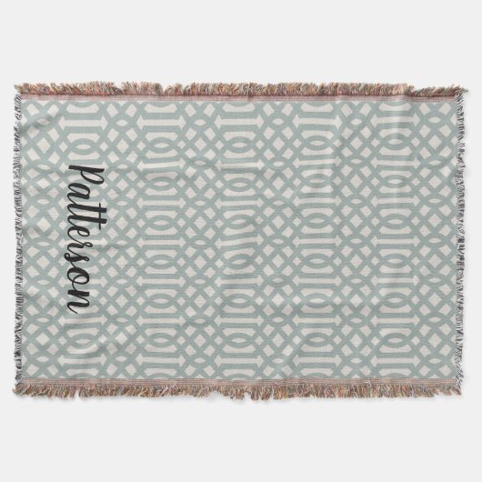 Couverture Monogramme bleu Trellis | Ferme moderne (Devant)