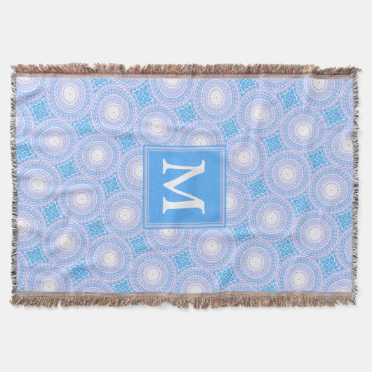Couverture Monogramme Cercles bleu électrique motif (Devant)