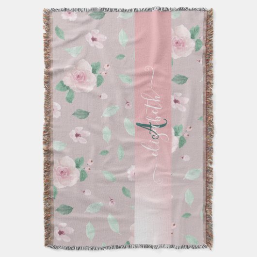 Couverture Monogramme Chic Fleurs Aquarelles (devant Vertical)